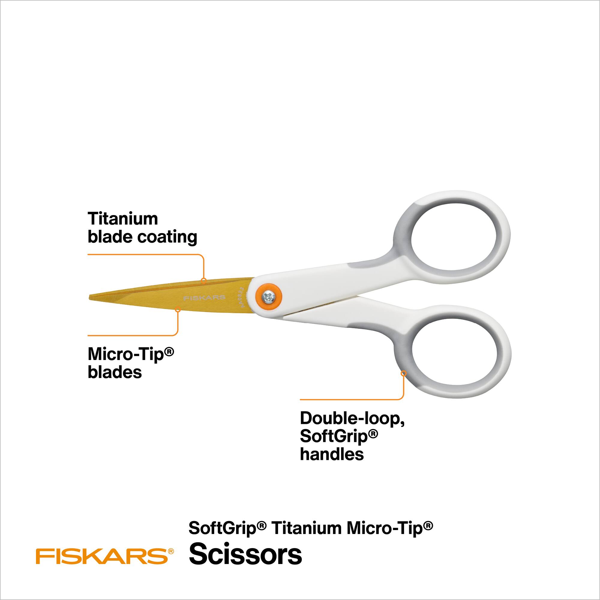 6 Pack: Fiskars® SoftGrip® No.5 Titanium Micro-Tip® Scissors